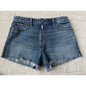 Abercrombie & Fitch Annie High Rise Shorts Raw Hem Exposed Zip